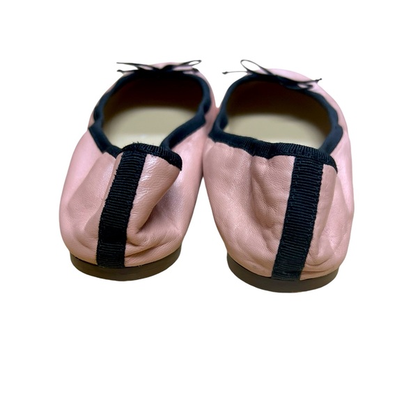 J. Crew leather ballet flats with cute bow pink and black size 7.5 light wear - Picture 4 of 7
